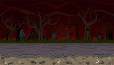 Oyun tasarımı için ağaçları ile sorunsuz korkunç manzara