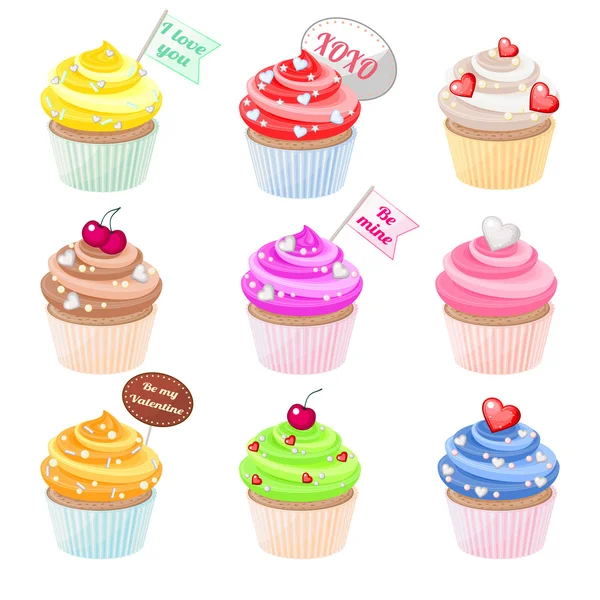 Valentin cupcakes — Stock Vector