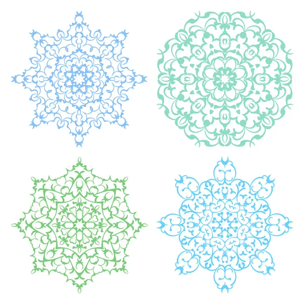 Set van vier koud kleur lacy mandala 's — Stockvector