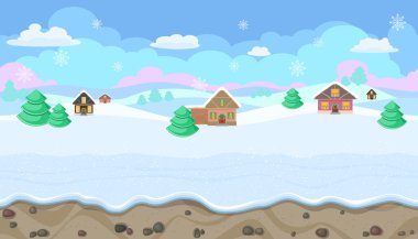 Sorunsuz Noel yatay, tepeler ve oyun tasarımı için evleri