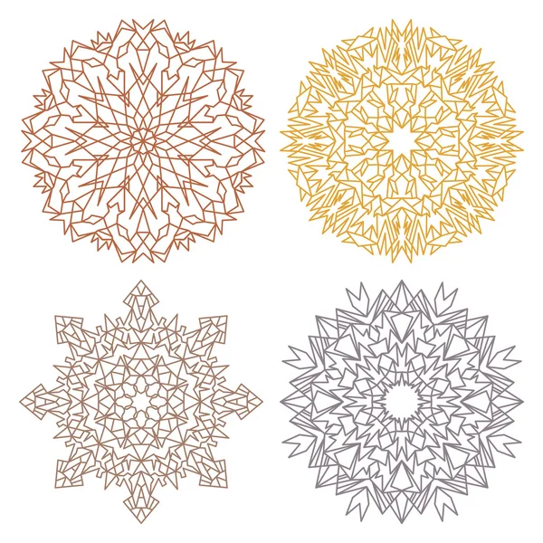 Set van vier woestijn kleur lacy mandala 's — Stockvector