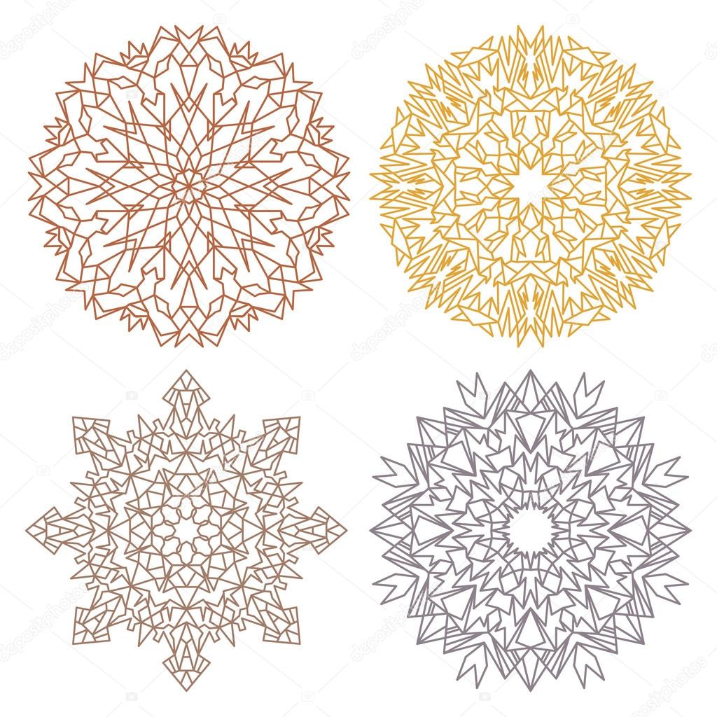 Set of four desert color lacy mandalas