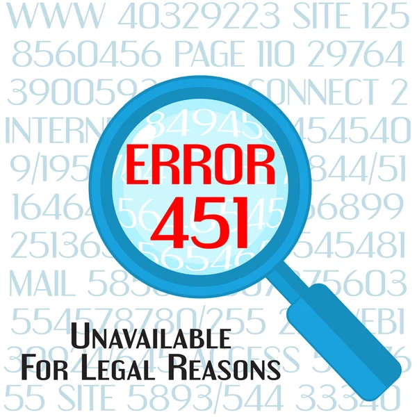 Concepto de error 451 con lente — Vector de stock