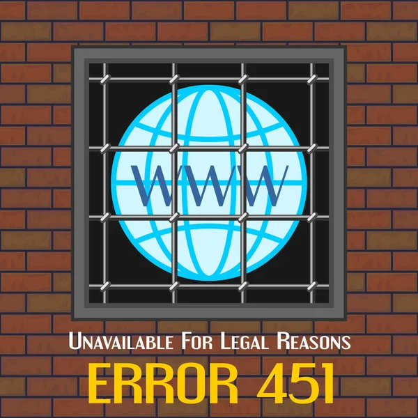 Concepto de error 451 con ventana de prisión Gráficos Vectoriales