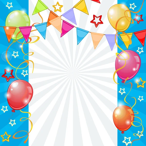 Fondo festivo con globos y banderines — Vector de stock