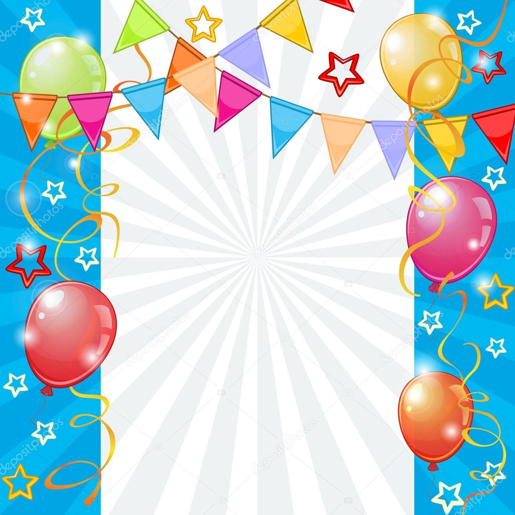 Festive background with balloons and pennants