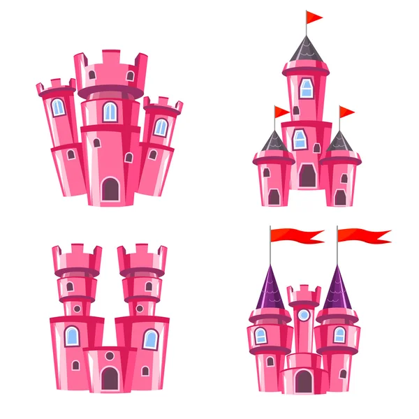 Set roze fairy kastelen — Stockvector