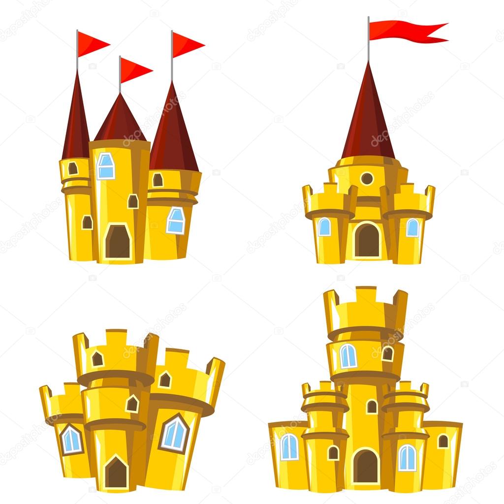 Set of gold fairy castles