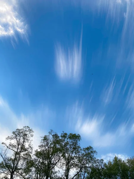 Ein Schönes Beispiel Für Wispy Cirrus Wolken Himmel Über New — Stockfoto