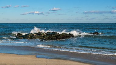 Long Branch New Jersey 'deki iskeledeki martılara panoramik bir bakış..