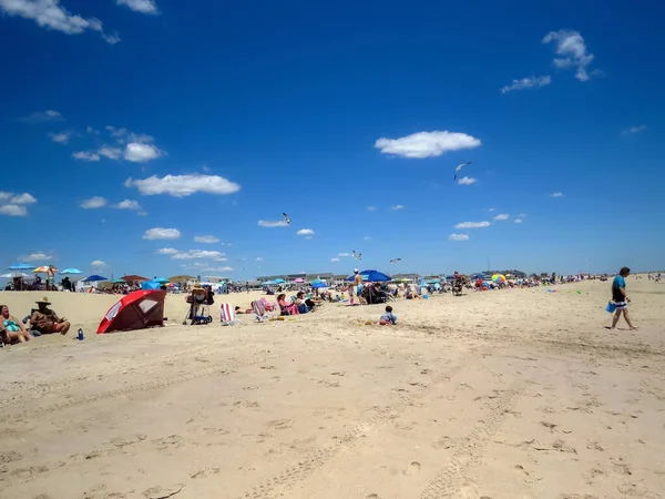 Pleasant Novo Jersey Junho Beach Goers Enjoy Nice Sandy Vantage — Fotografia de Stock