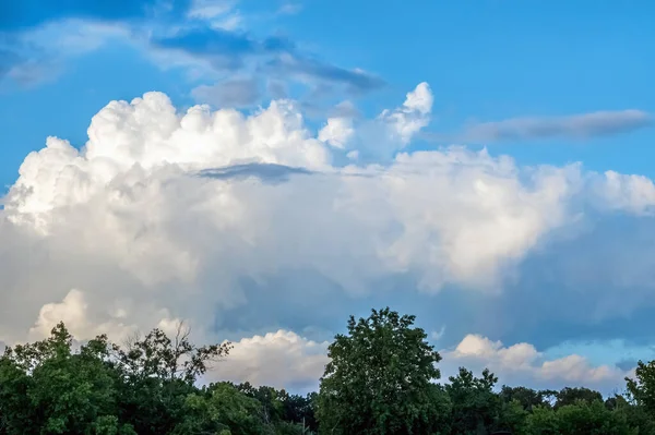 Una Gran Nube Acumulada Sobre Una Línea Árboles Verano Nueva — Foto de Stock