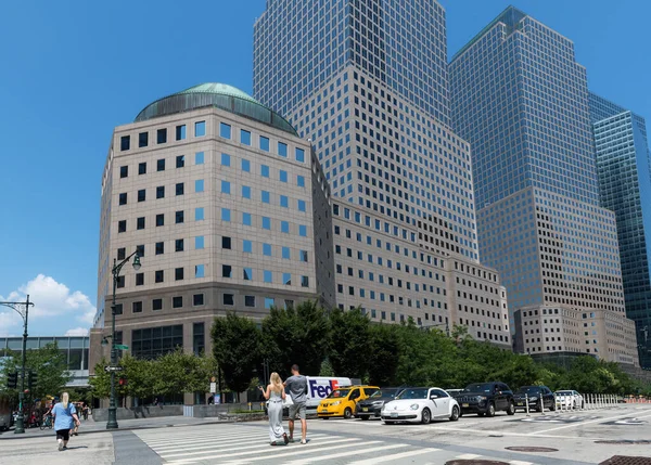 New York August View Modern Buildings People Intersection August 2021 Stock Picture