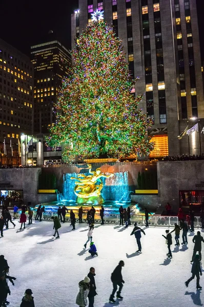 Ice Skating by the Tree — Stock Photo, Image