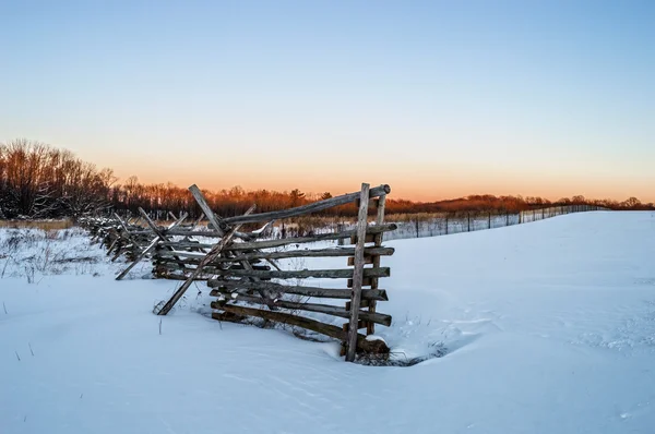 Winter Field and Fence — Stock Photo, Image