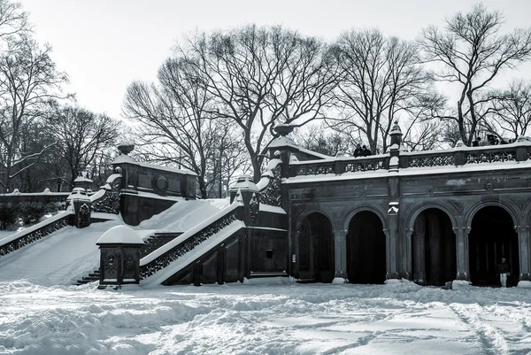 Schnee auf der bethesda-Terrasse — Stockfoto