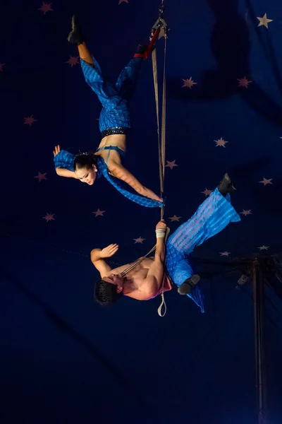 Aerial Acrobatics สําหรับเคลลี่มิลเลอร์ Circus — ภาพถ่ายสต็อก