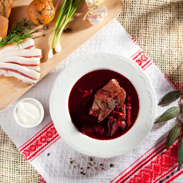 Remolacha y sopa de col — Foto de Stock