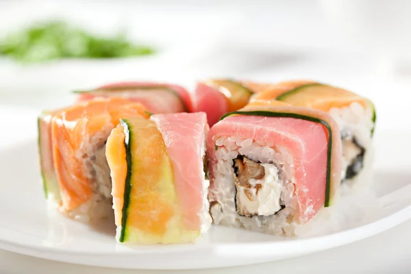 Rainbow Sushi Roll — Stock Photo, Image