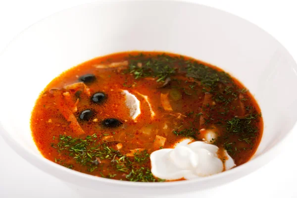 Stewed Meat Soup with Olives and Lemon — Stock Photo, Image