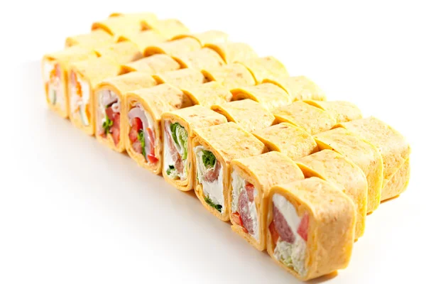 Sushi definido sobre branco — Fotografia de Stock