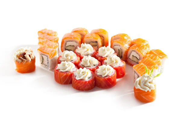 Set of Salmon Maki Sushi with Cream Cheese — Stock Photo, Image