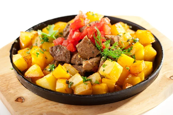 Pan Fried Potatoes with Meat — Stock Photo, Image