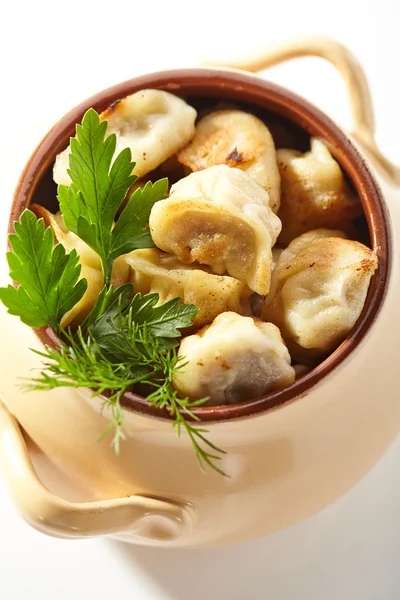 Stekt fläsk Dumplings Pot — Stockfoto