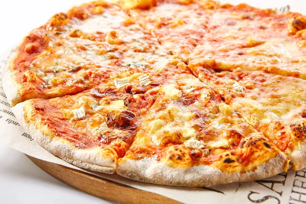 Italian Pizza Traditional Four Cheese Pizza Quattro Formaggio Pizza Four — Stock Photo, Image