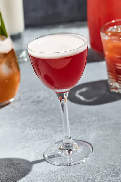 Red Martini Sour Cocktail Martini Based Cocktail Topped Egg White — Stock Photo, Image