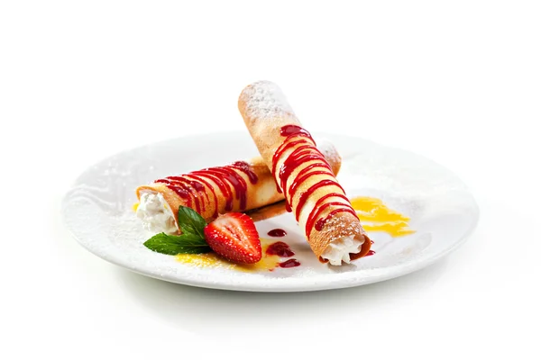 Crepes com creme — Fotografia de Stock