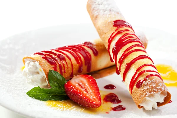 Crepes with Cream — Stock Photo, Image