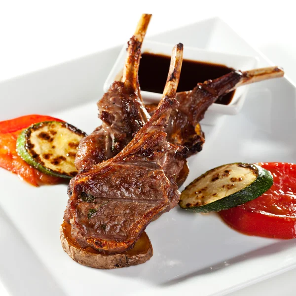 Lamb Chops and Vegetables Royalty Free Stock Photos