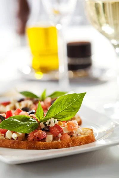 Rajčata a sýr Bruschetta — Stock fotografie