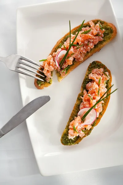 Laxbruschetta — Stockfoto