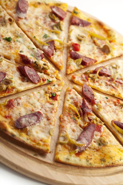 Sausages Pizza — Stock Photo, Image