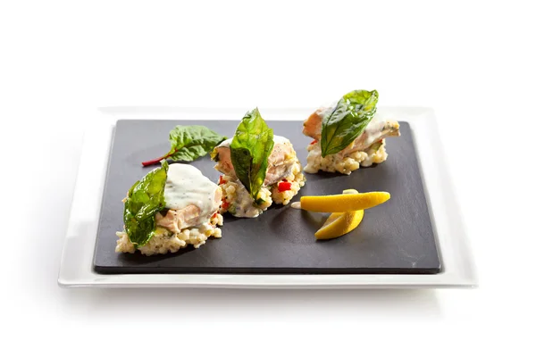 Filetto di salmone con risotto — Foto Stock