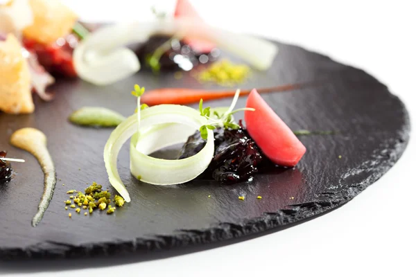 Tonfisk tartar med olika dopp — Stockfoto