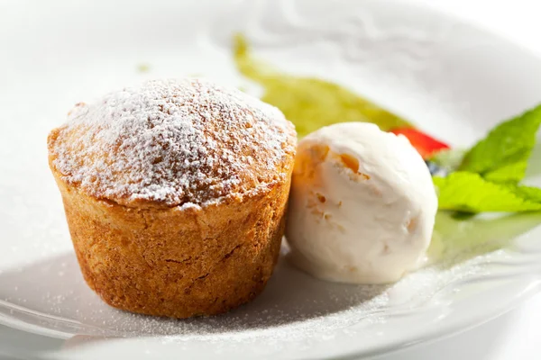 Pumpkin Pie with Ice Cream — Stock Photo, Image