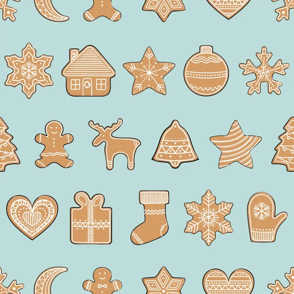 Modèle Sans Couture Avec Biscuits Pain Épice Ornement Noël Pour — Image vectorielle