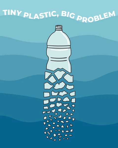 Bottiglia Plastica Rompe Piccoli Pezzi — Vettoriale Stock