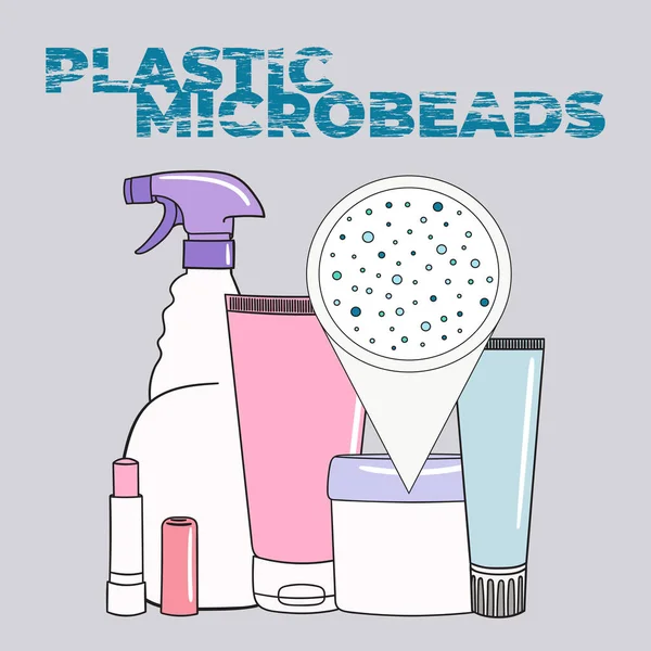 Kozmetik Alanındaki Mikroplastiklerin Bilgileri Yanlış Yönetilen Plastik Atıkların Içindeki Mikro — Stok Vektör