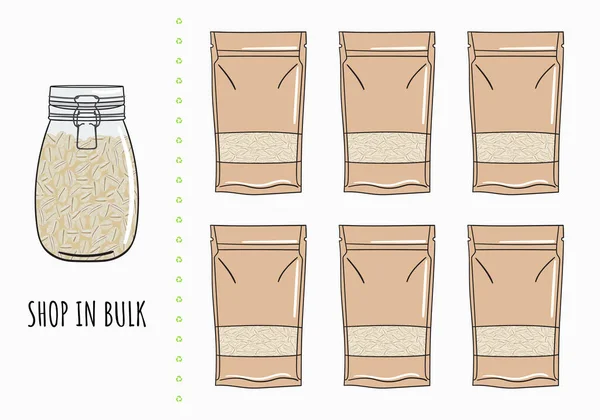 Shop Bulk Change Single Use Disposable Things Reusable Zero Waste — 스톡 벡터