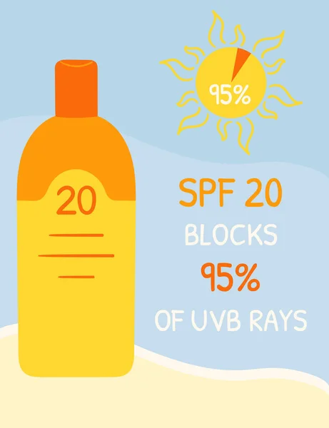 Солнцезащитные Бутылки Spf Которые Блокируют Uvb Лучи Инфографика Защиты Солнцезащитных — стоковый вектор