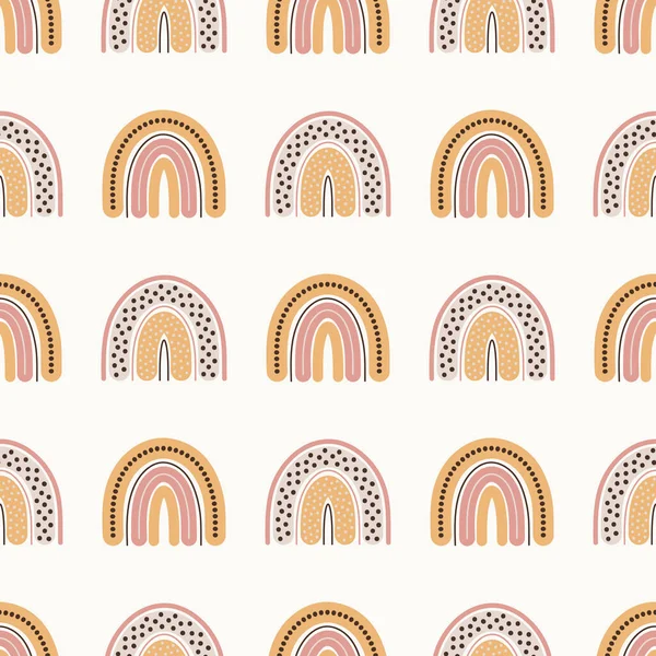 Patrón Sin Costuras Con Arco Iris Boho Colores Terracota Diseño — Vector de stock