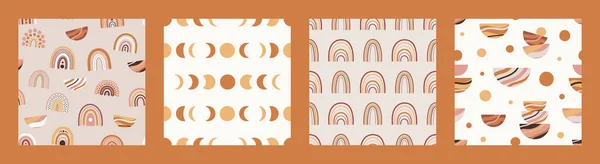 Nahtlose Muster Mit Boho Regenbogen Terrakottafarben Neutrales Baumschulkunst Design Für — Stockvektor