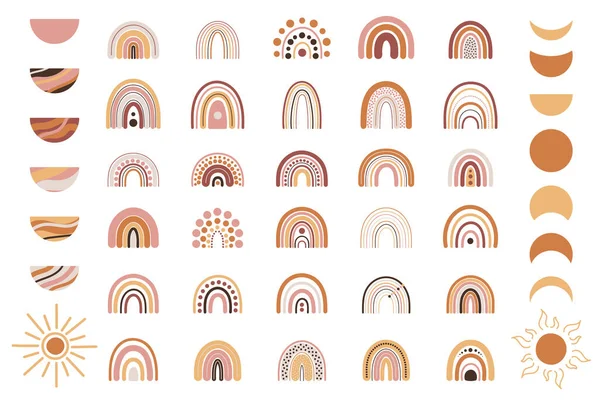 Conjunto Arco Iris Boho Colores Terracota Diseño Arte Infantil Neutro — Vector de stock