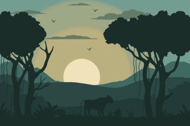 Tropik sabah manzarası çizimi