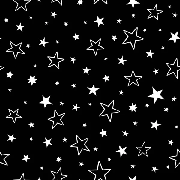 Image White Festive Stars Black Background — Stock Vector