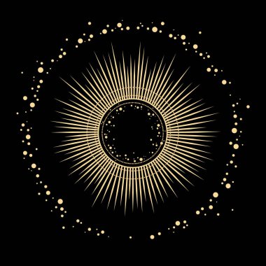 yuvarlak çerçeveli yıldızlar ve güneş